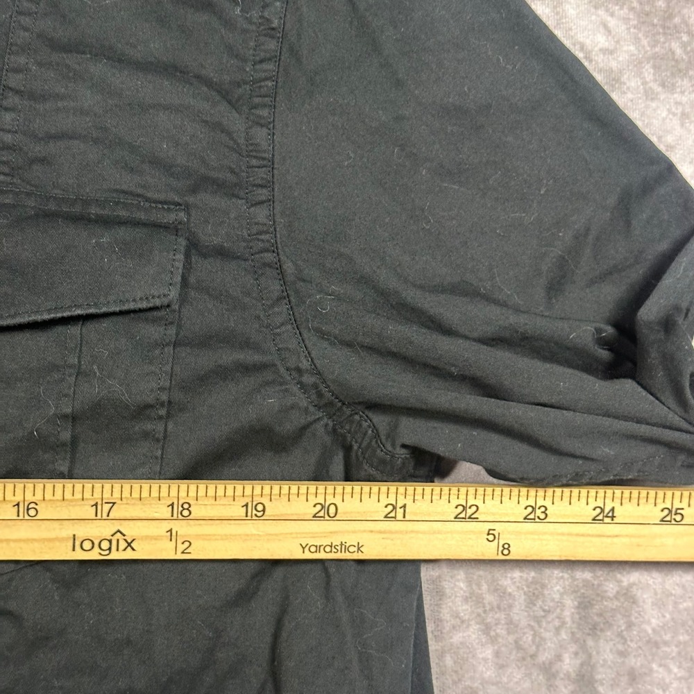 Rocawear Men M Black Military Button Down Shirt Epaulets Y2K Streetwear Techwear - Picture 6 of 7